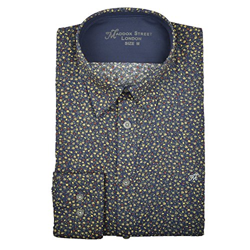 シャツ Maddox Street フローラルシャツ メンズ レディース マドックスストリートロンドン 長袖シャツ 花柄 M ネイビー - メルカリ
