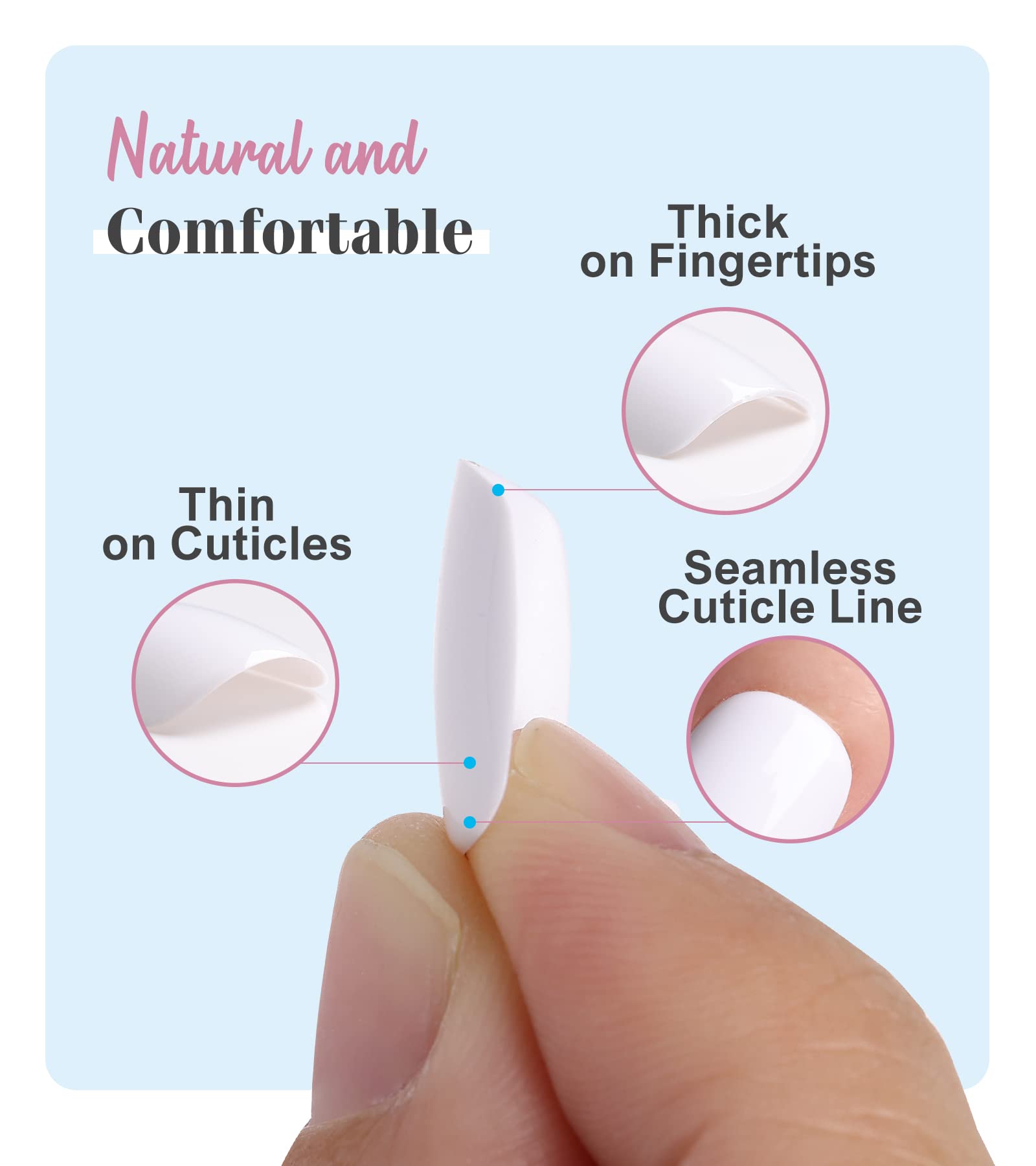 Morily Press on Nails - White Fake False Nails Short Square for Women, Solid Color Glossy Squoval Stick on Fingernails with Adhesive Tabs - 24Pcs in 12 Sizes - Image 3