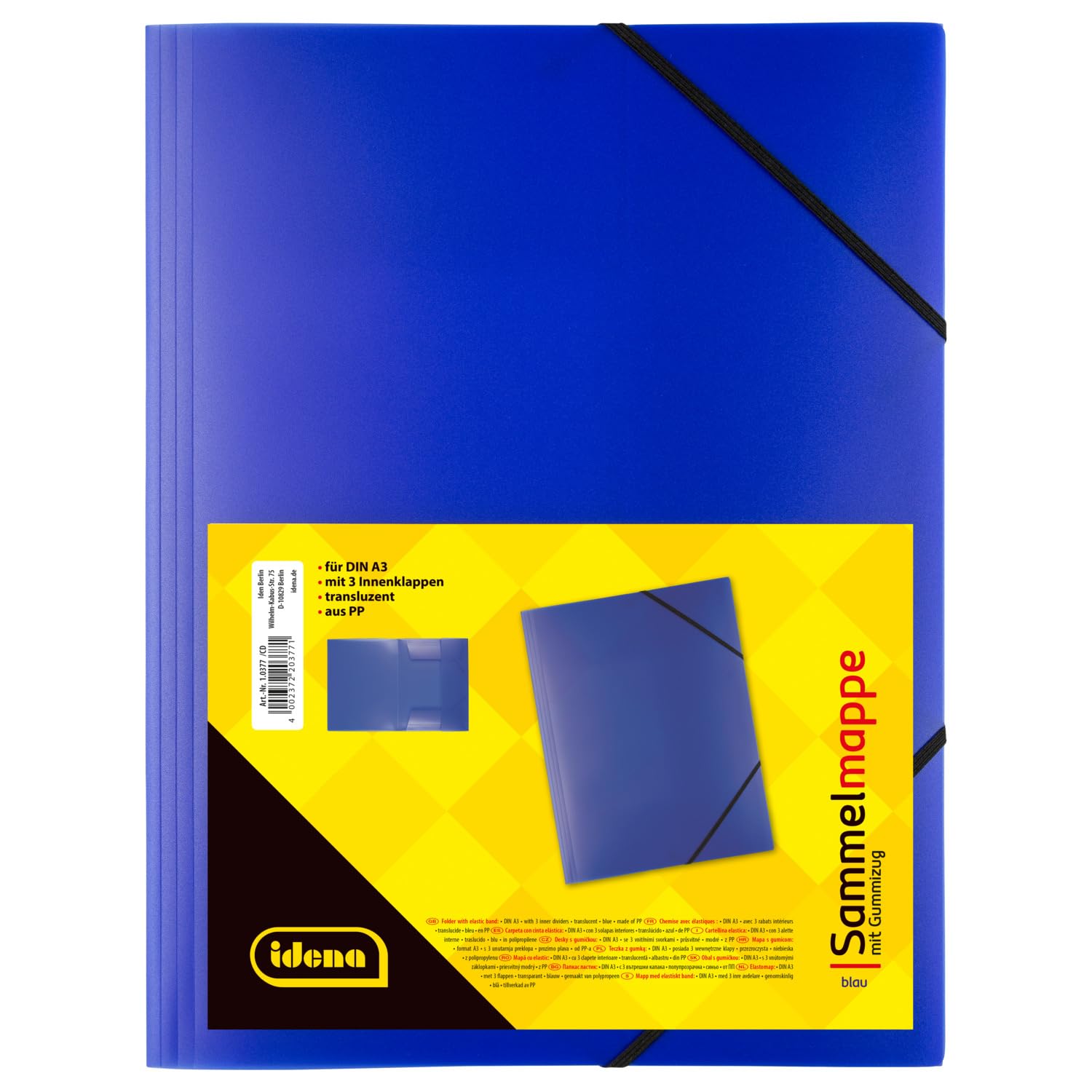 idena Elastic Folder, DIN A3 transluzent Blau