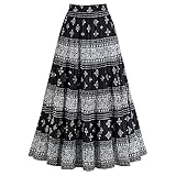 Women's Reversible Twilight Black And White Paisley Peasant Skirt