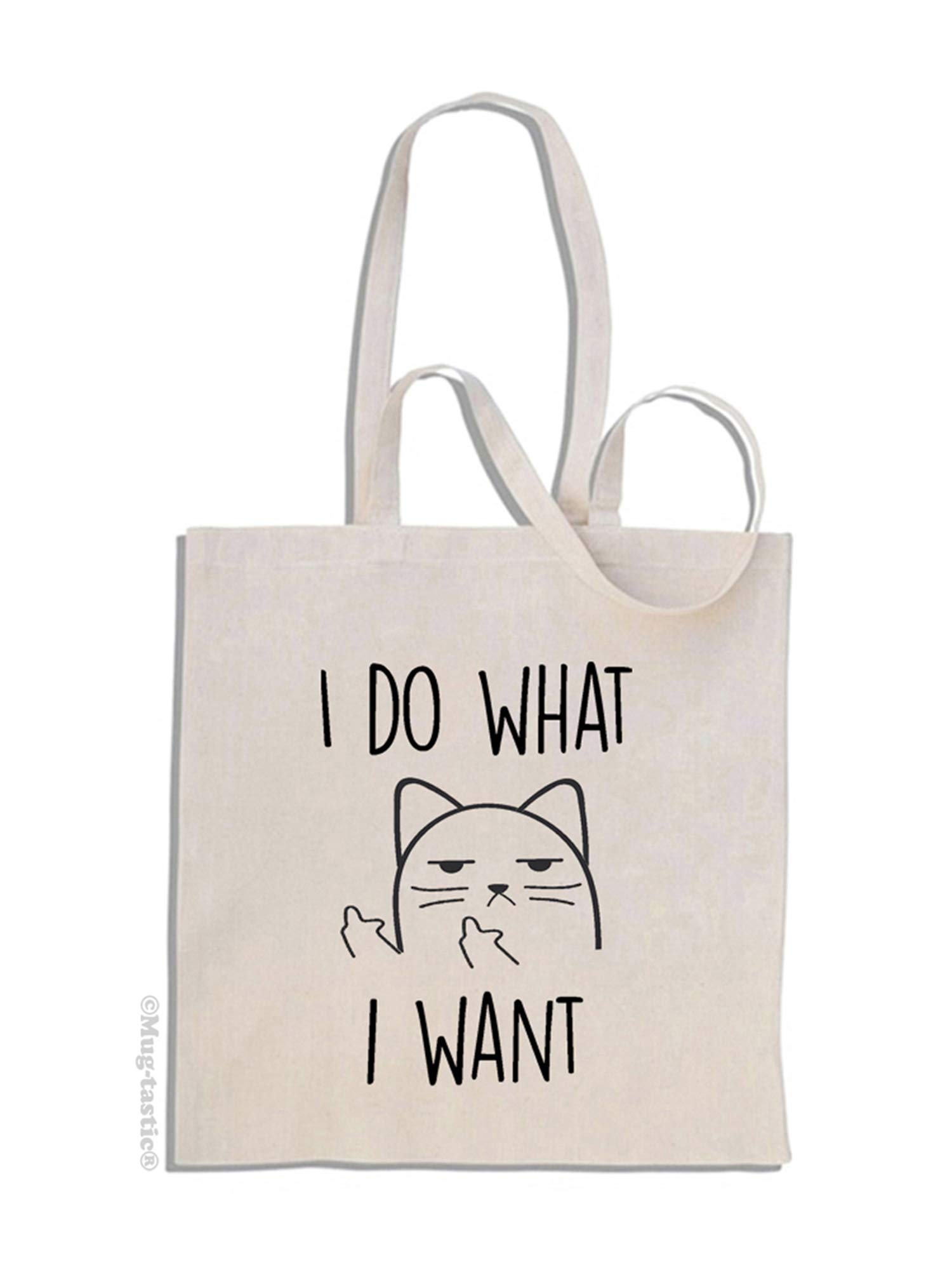 mug-tastic I Do What I Want- Rude Cat - Funny Cotton Shopper Tote Bag