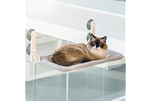 MEWOO Cat Window Perch Durable Cat Hammock Seat for Indoor Cats Reversible Mat Use Year-Around Foldable Cat Bed Providing All-Around Sunbath Saving Space Washable Holds Up to 40 lbs (M-21"x12"x9"-Grey)