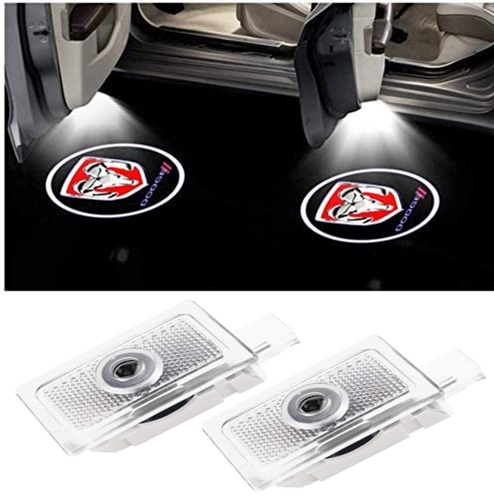 CHANONE Car Door LED Logo for Dodge Projector Ghost Shadow Charger Magnum, Entry Welcome Lamp Logo Light, LED Courtesy Step Lights Ground Lamp Kit Replacement (2 Pack)