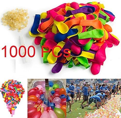 RainbowBattle 1000 PCs Quick fill Water Balloons Refill Kit ,Water Booms,,Value Pack ,7 Colors ,bio-degradable latex (1000 Pack)