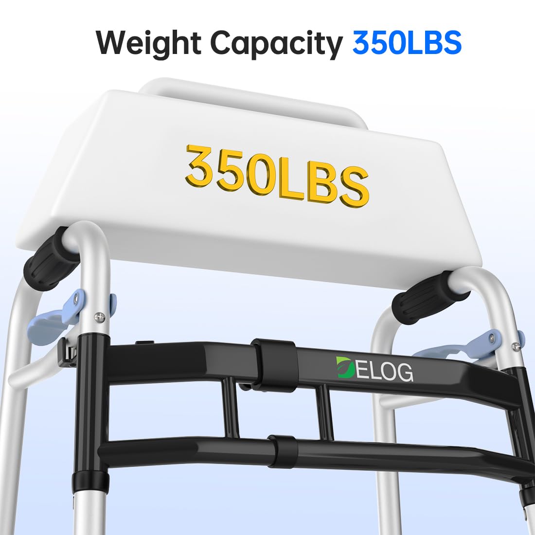 Delog Narrow Walkers for Seniors, Small Walkers for Seniors Tight Spaces Support Up to 350lbs, Standard Walkers for Seniors, Adults (Black)