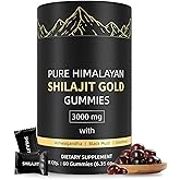 Shilajit Gummies, Pure Himalayan Shilajit Gummies Gold, Rich in Ashwagandha, Gokshura, Fulvic Acid & 85+ Trace Minerals, Suitable for Men and Women No Added Sugar Non-GMO 100% Natural Organic 60 Gummy