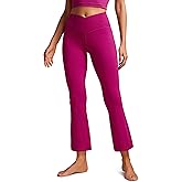 CRZ YOGA Womens Butterluxe Crossover Flare Capris Leggings 25.6" - High Waist V Cross Bootcut Lounge Casual Yoga Pants