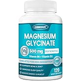 Magnesium Glycinate 500mg, High Absorption Magnesium Supplement with Vitamins B6 & D3, Chelated Magnesium Glycinate Capsules for Muscle, Heart, Calm & Immune Health, Non-Buffered, 120 Capsules