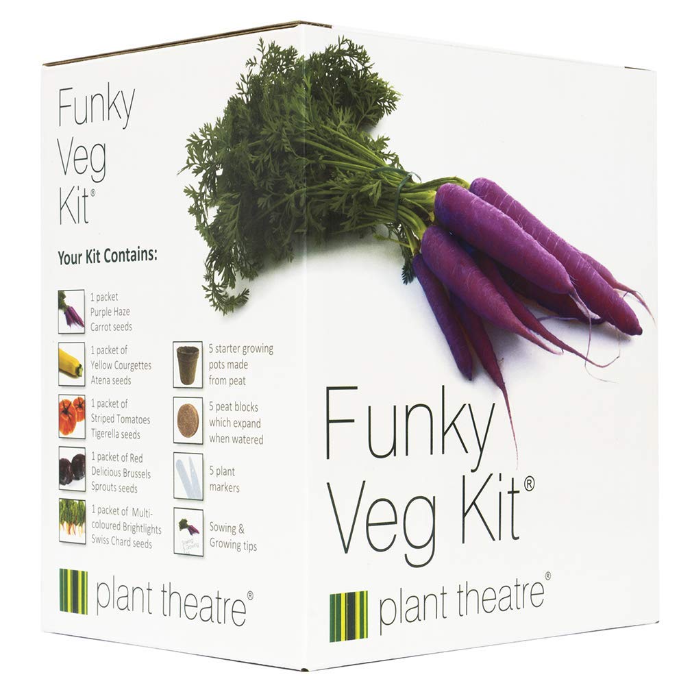 Plant Theatre FUNKY VEG KIT Gift Box - 5 Extraordinary Vegetables to Grow -Everything you need to start growing in one box! Super Grow Kit Gift best gardening gifts