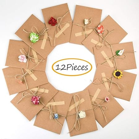 Amazon Co Jp Diy 手作り レトロクラフト紙 サンキューカード グリーティングカード ハンドメイド グリーティングカード 装飾 ポストカード封筒 文房具 オフィス用品