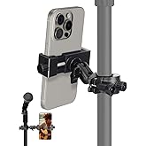 Mic Stand Phone Holder, Phone Holder Mount for Microphone Stand, Music Stand, Guitar Drums, Phone Clamp for iPhone 15 14 13 1