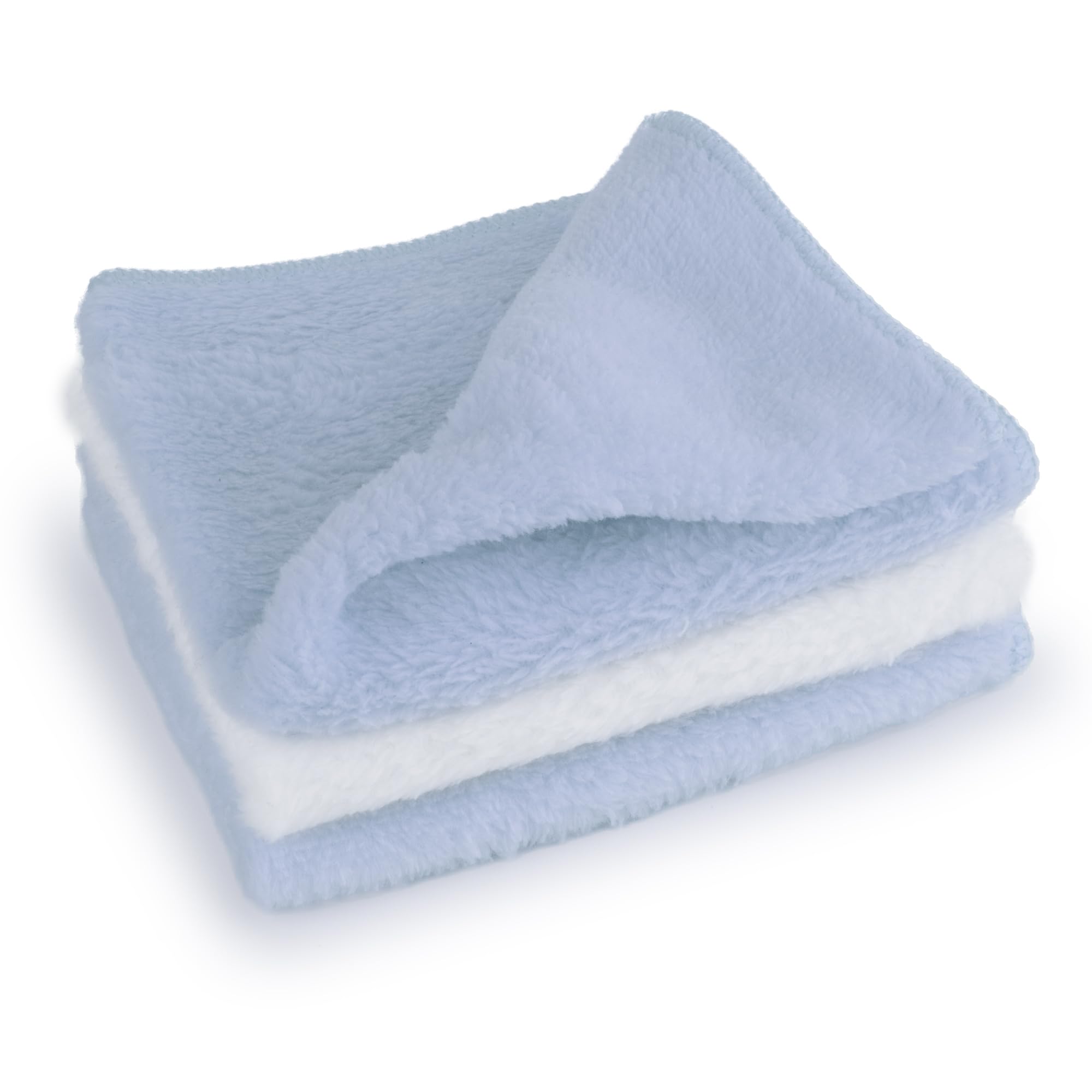 D.A.Y. Republic 3 Pack Microfiber Super Soft Baby Face Wash Cloths, 28 x 28cm Washable & Reusable Unscented Flannels, Multipack Pink and White, Ideal for Wiping and Cleaning Hands and Face (Blue)
