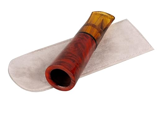 Cigarrenspitze Bruyère orange/black Acrylmundstück marm.16mm mit Passatore Filter und Stoffbeutel