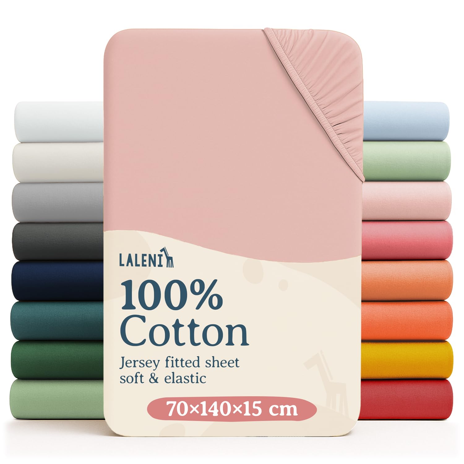 Laleni Cot Bed Sheets 140 x 70 cm Set of 2, Oeko-Tex Certified Soft 135 g/m² Cotton Travel Cot Sheets, Rose
