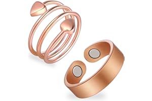 Feraco 2PCS Copper Rings for Women,99.99% Pure Copper Magnetic Thumb Ring with Magnet,Lymphatic Jewelry Gifts for Womens, Adj