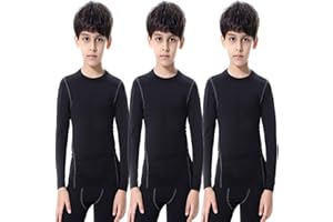 Sanke 1 or 3 Pack Youth Boys Compression Shirt Football Undershirt Long Sleeve Athletic Shirts Soccer Workout Baselayer