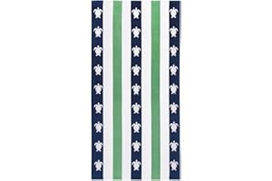 cabanana Large Oversized Beach Towel - Cotton Velour Terry Sea Turtle Striped Pool Towel 35 x 70 Inch, Big Summer Cabana Swim Towel Feldspar Blue