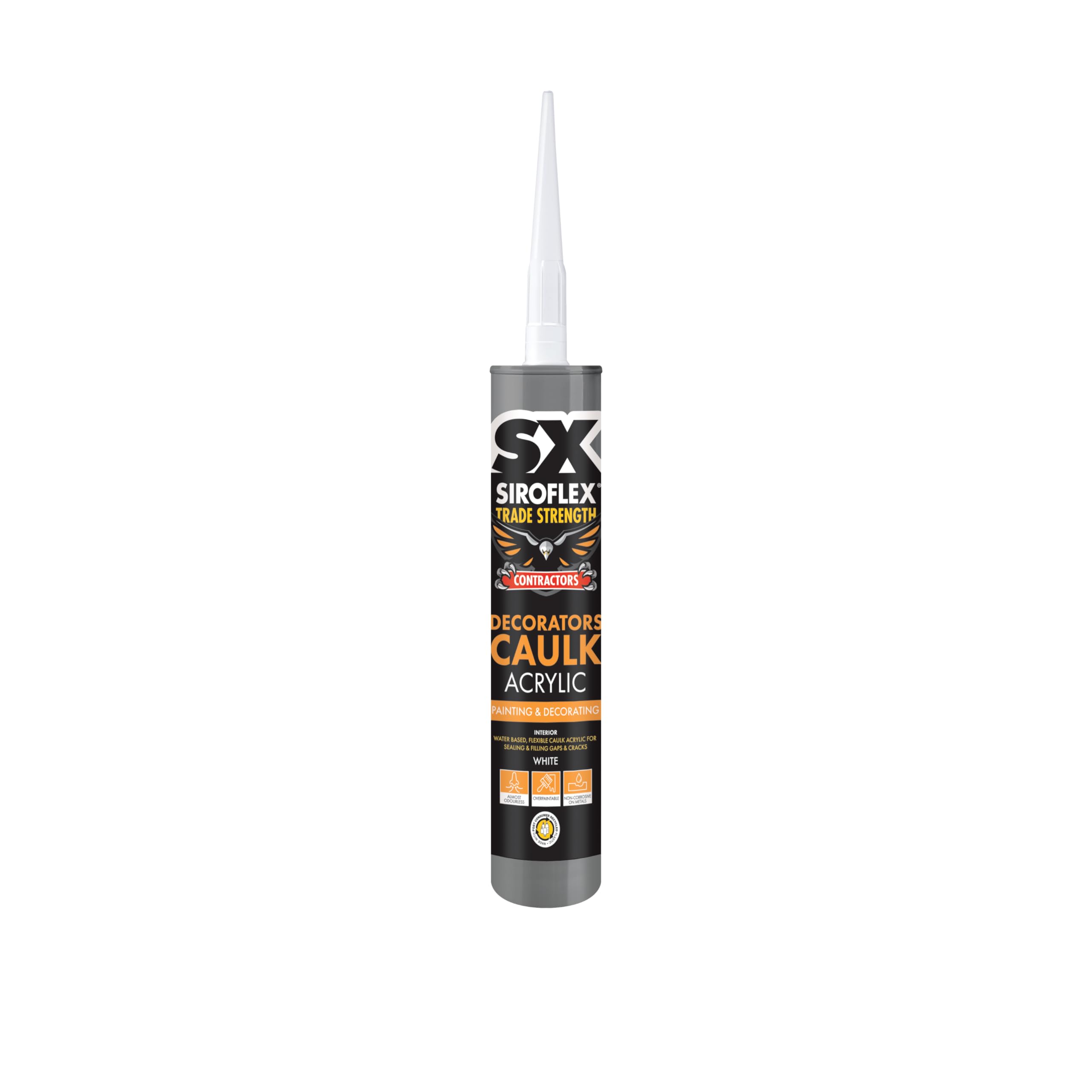 SX Siroflex Decorators Caulk White – Flexible Acrylic Sealant for Sealing and Filling Gaps and Cracks - Overpaintable Interior Application – 300ml