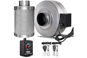 iPower 4 Inch 190 CFM Inline Exhaust Fan, Air Carbon Filter, 8 Feet Ducting, Rope Hanger for Grow Tent Ventilation, Lite Kits