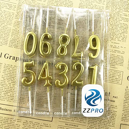 ZZPRO 10 PCS Cake Numeral Candles, Birthday Numeral Candles, Number 0-9 Glitter Cake Topper Decoration for Birthday Favor,Party Celebration