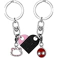 Drogomen Matching Heart Keychains for Couples Best Friend Brick Heart Keychain Set with Cute Charms Valentines Day Gifts
