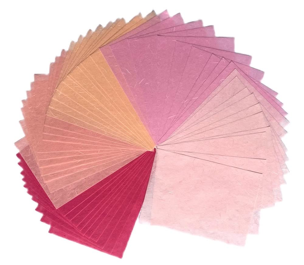 50 Sheets A4 Natural Fiber Mulberry Tree Mulberry Paper Sheets Art Tissue Washi Paper Design Craft Art Origami Suppliers Card Making DIY Crafts (Wedding Tone, A4)