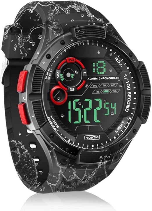 men s military digital swimming watch 10 atm water resistant with stopwatch alarm clock and backlight functions dual time display 12 24 hour format
