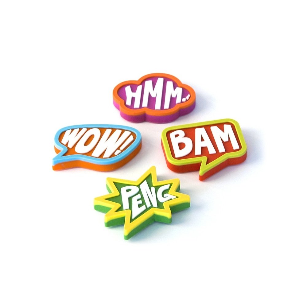 FIRST4MAGNETS Assorted Rubber Expression Magnets-Comic (1 Set of 4)