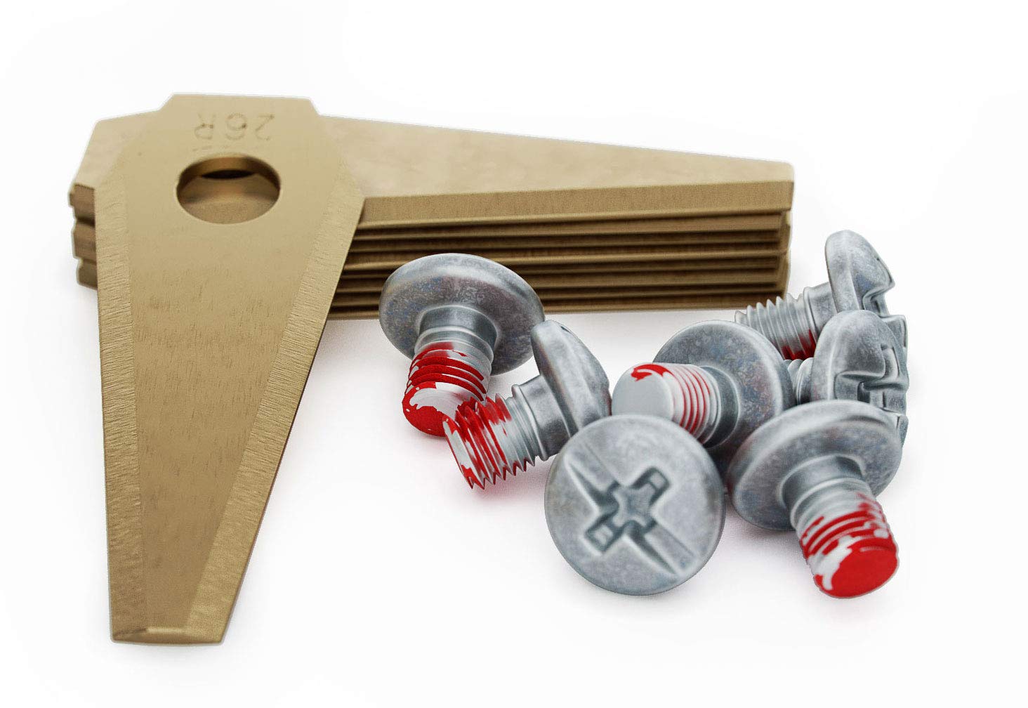 MOWHOUSE Lawnmower Spare Blades Set - Hardened Titan Blade Replacement Compatible with Bosch Indego - Mower Trimmer Spares, Exact Fit - 9 Pieces, 9 Screws