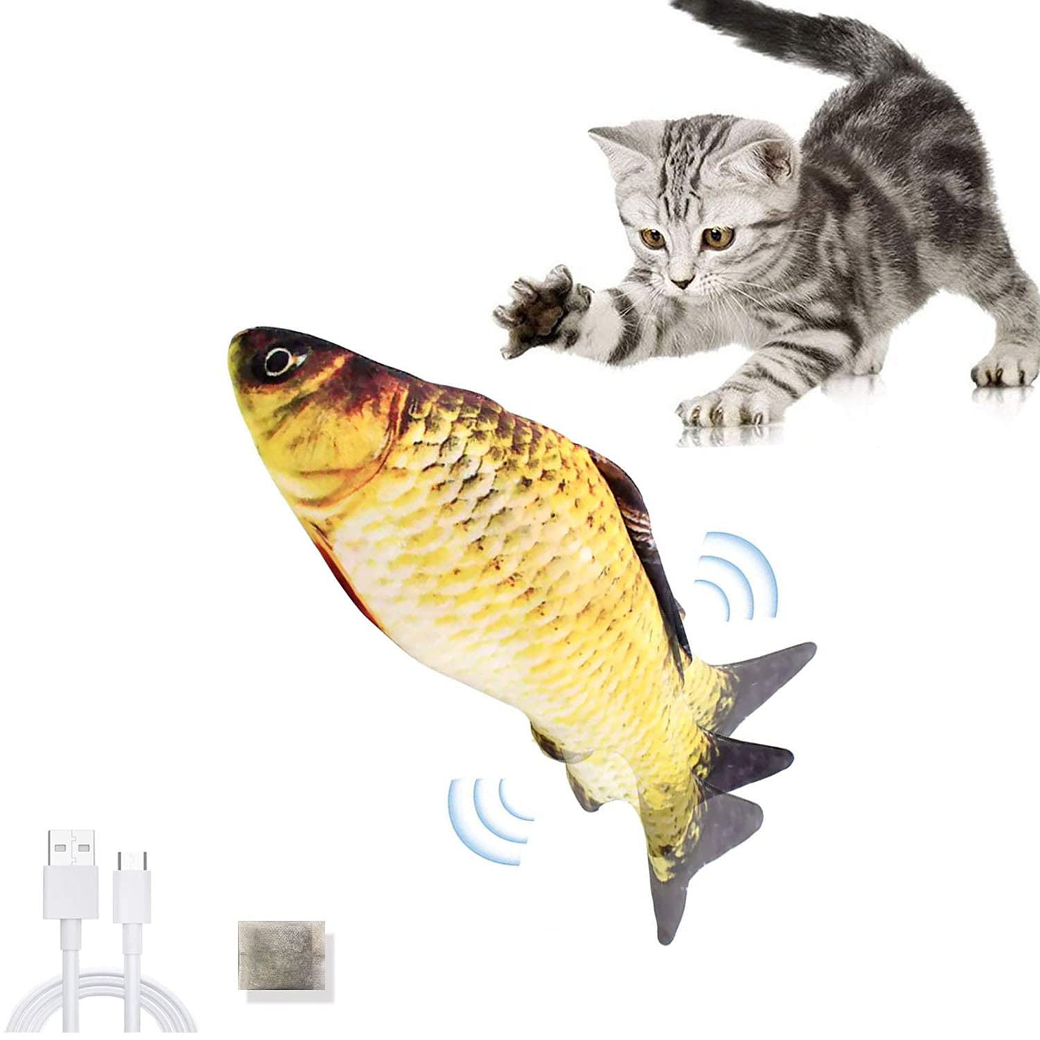 Floppy Fish Electric Catnip Cat Toys for Indoor Kittens - Interactive Flopping/Moving Fish Simulating Cat Dog Toy