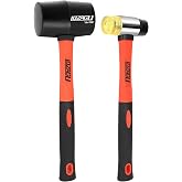 LOZAGU 2-Pack Rubber Mallet Hammer Set, 16oz &amp; 35mm Tool for Flooring, Tent Stakes, Woodworking, Camping, Crafts, Jewelry Wood