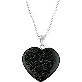 NJCRAFT Heart Necklace for Men & Women | Natural Gemstone Pendant - Chain 16+2 Inch Adjustable | Healing Crystal Jewelry 15–25 Ct