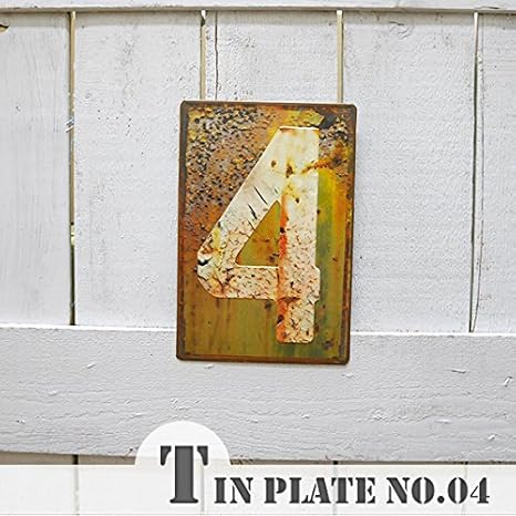 Amazon Co Jp インテリア ガーデニング雑貨 アメリカン エイジングナンバープレート 4 ホーム キッチン