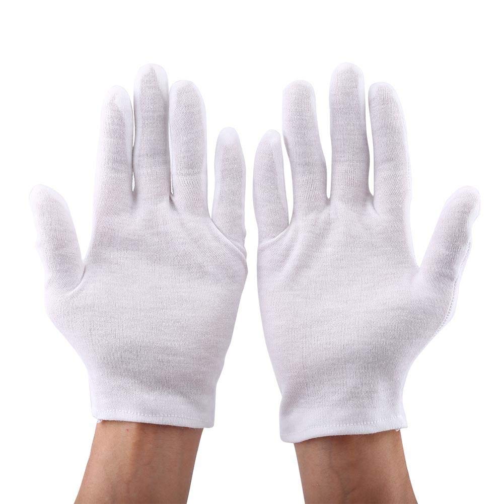 White Gloves, 12 Pairs Practical White Cotton Working Gloves for Coin