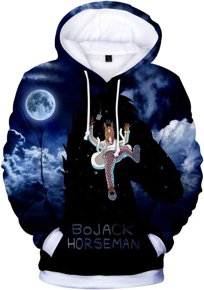 RainieS BoJack Horseman 3D Digital Printed Hooded Long-Sleeved Hoodie Fall Mens