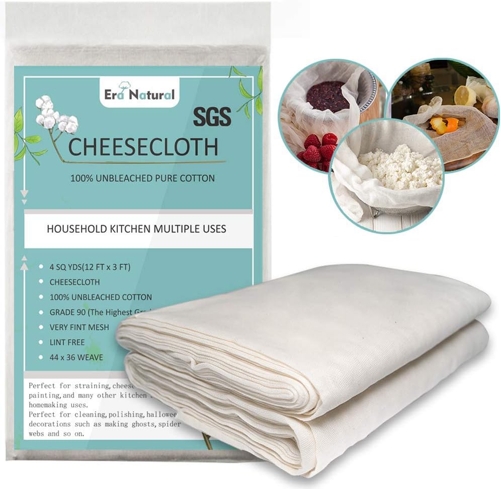 100 Unbleached Cotton Cheesecloth 4 Yards, Ultra Fine Cheese Cloths