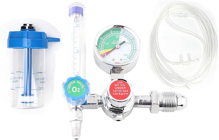 Oxygen Inhalator Meter, Zinc Alloy Chrome Plating G5/8in Male Thread Reducing Valve, Portable Buoy Type Oxygen Inhaler for Adult and Child Daily Use