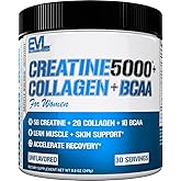 Evlution Nutrition Creatine 5000 + Collagen + BCAA - for Women - Supports Lean Muscle Growth - 5g Creatine Monohydrate, 2g Collagen Peptides & 1g BCAAs Per Serving - 30 Servings - Unflavored Powder