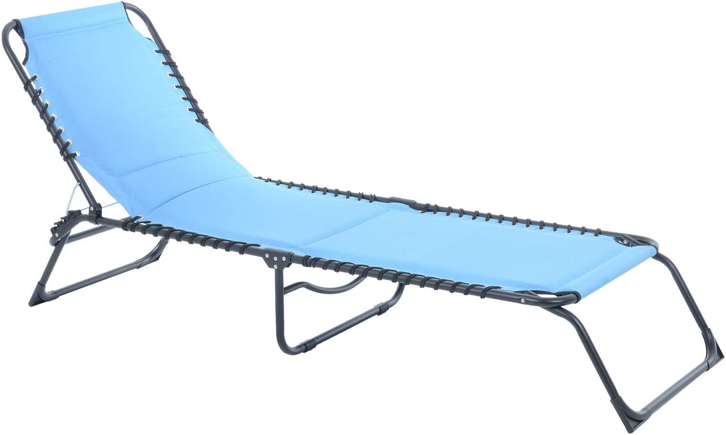 Azuma Sun Lounger Turquoise Padded Garden Seat Folding Relaxer Chair Summer Patio Bed With Adjustable Reclining Back Rest Folds Flat Furniture Indoor Outdoor Holiday Sunshine Pool Side