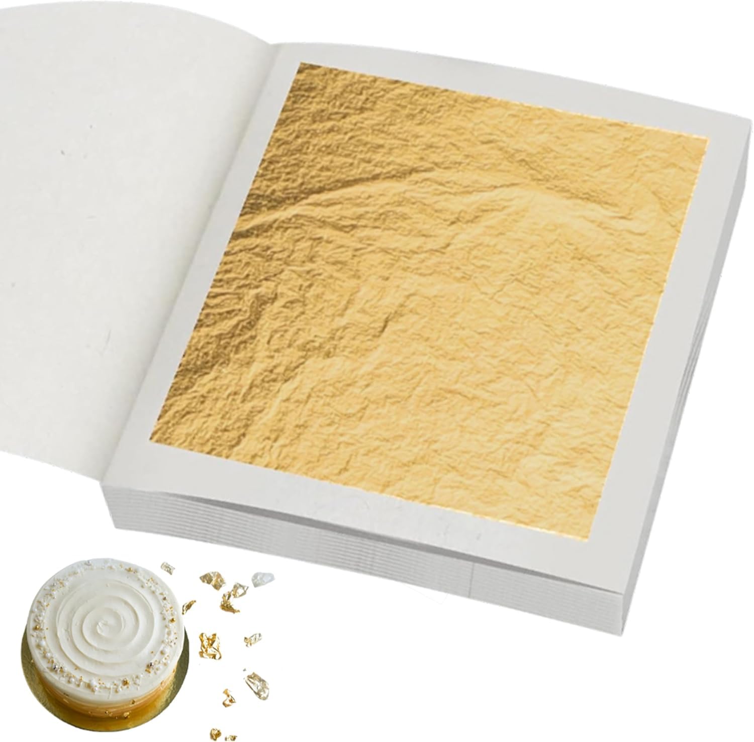 10 Edible Gold Leaf, 4.33 cm/1.7" x 4.33 cm/1.7", Gold Leaf Edible for Cakes, Desserts, Chocolate, Art and Craft, Face Masks and Nail Art (10 Gold Sheets)