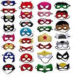 Fieston Express- 32 Pieces Super Hero Masks for Kids - For Boys and Girls - Perfect Party Favors - Assorted Styles and Colors - 3mm Thickness