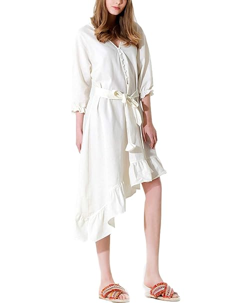 white linen dress amazon