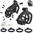 Gienocy Male BDSM Chastity Device Breathable Cock Cage Upgraded 3D Cage Set with 4 Arc Rings and Removable Soft Spikes, Feel The Pain CBT Men Abstinence Penis Bondage SM Extreme Fetish Sex Toy (S)