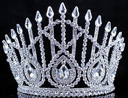 Janefashions Drop Clear Austrian Crystal Rhinestone Tiara With Hair Combs Crown Pageant T800