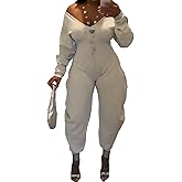 Unybwonn Women Sexy Jumpsuit off Shoulder V Neck Tops Baggy Pants One Piece Set Club Party Outfits Tracksuit Streetwear