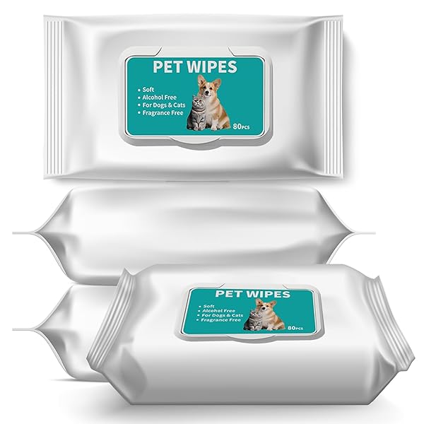 PET HYPOALLERGENIC WIPES,EXTRA THICK CAT WIPES FOR CLEANING SMALL ANIMAL’S PAWS,EARS,BUTT,FACE AND EYES,PORTABLE ORGANIC PAW WIPES FOR CATS,IDEAL FOR HOME OR TRAVE (320 COUNT (PACK OF 4))