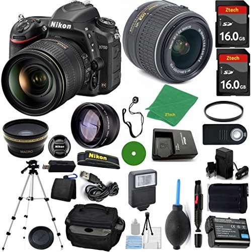 Nikon D750 DSLR - International Version (No Warranty), 18-55mm f/3.5-5.6 DX VR, 2pcs 16GB Memory, Camera Case, Wide Angle, Telephoto, Flash, Battery, Charger Nikon D750 DSLR - International Version (No Warranty), 18-55mm f/3.5-5.6 DX VR, 2pcs 16GB Memory, Camera Case, Wide Angle, Telephoto, Flash, Battery, Charger