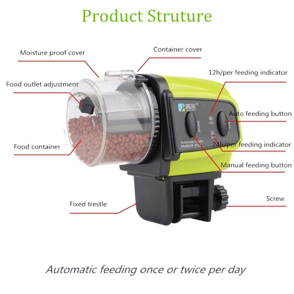 Eesteros AF-2018 Automatic Fish Feeder, Turtle Feeder Digital Fish Food Timer Programmable Food Dispenser for Weekend, Holiday