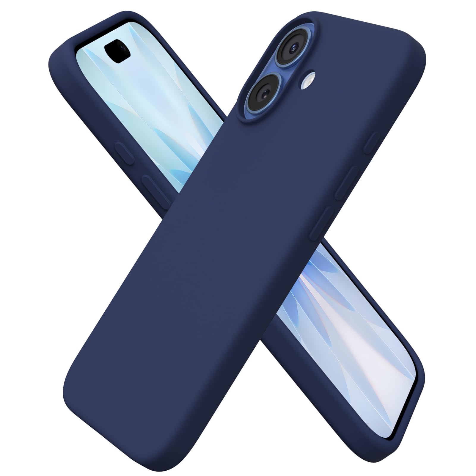 Photo 1 of ORNARTO Compatible with iPhone 17 Case 6.3, Slim Liquid Silicone 3 Layers Full Covered Soft Gel Rubber Phone Case Protective Cover 6.3 Inch, Navy Blue