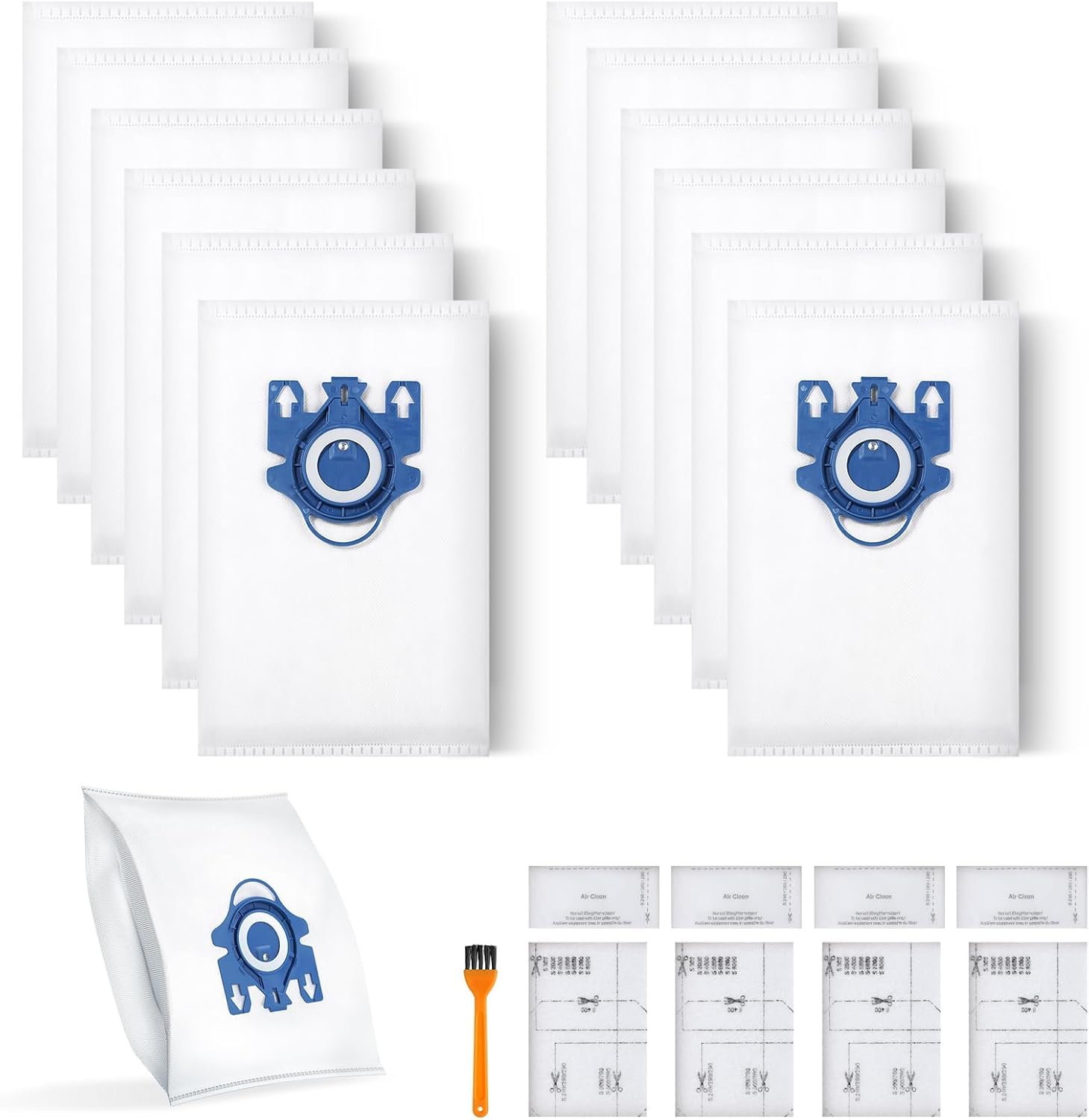 Photo 1 of 12 Pack 3D Dust Bags, Compatible with Miele GN Vacuum Bags, Replacement for Miele Classic C1 Complete C1, C2, C3, S400i S600 S2 S5 S8 Series, with 4 MP Filters, 4 AC Filters